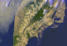 Спутниковый снимок Камчатки с сайта  www.sakhalin.ru