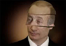Владимир Путин превращается в Эльхуда Ольмерта. Кадр предвыборного видеоролика партии 'Ликуд'