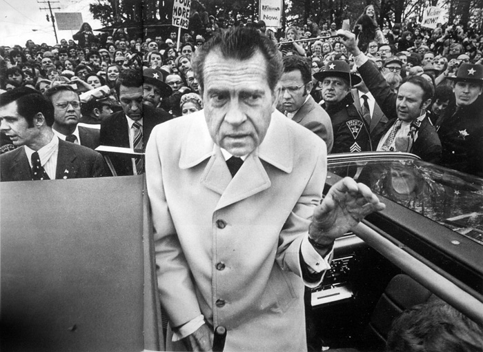 Ричард Никсон приезжает в Огайо в ходе избирательной кампании. Октябрь 1972. Фото Getty Images