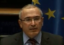 Михаил Ходорковский в Европарламенте. Кадр видеотрансляции