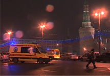 Место убийства Бориса Немцова на Большом Москворецком мосту. Кадр НТВ