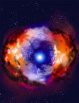 Так художник представляет себе взрыв сверхновой 1986J. Иллюстрация: Йоркский университет (с сайта www.nrao.edu)