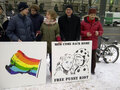Анастасия Рыбаченко и Ярослав Никитенко на акции солидарности в Берлине. Фото из твиттера @sebibrux